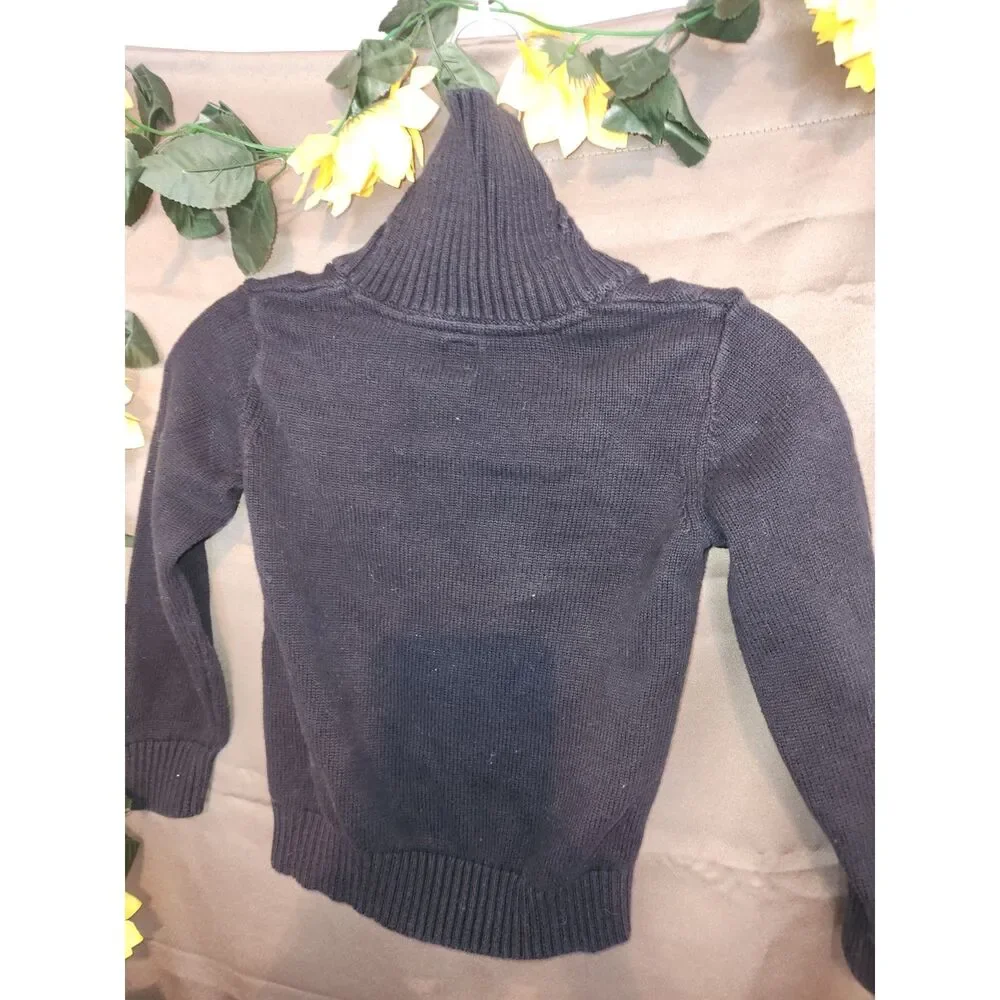 GAP Kids XS (4/5) Black Cable Knit Shawl Collar Pullover Sweater Long Sleeve